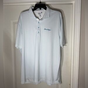 johnnie-O Sky Blue Performance Polo Shirt Beau Rivage Geometric print Size XL